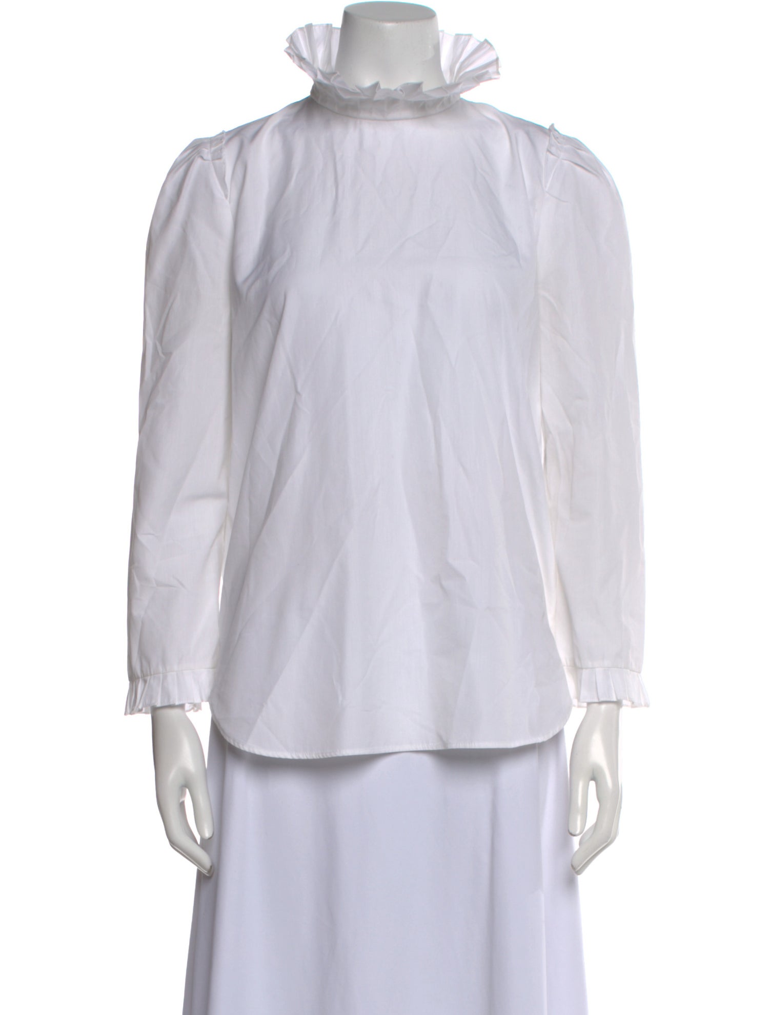 Sandro Mock Neck Three-Quarter Sleeve Button-Up Top