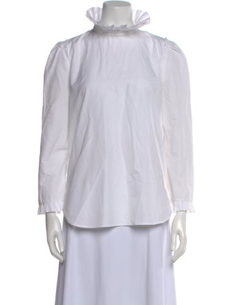 Sandro Mock Neck Three-Quarter Sleeve Button-Up Top