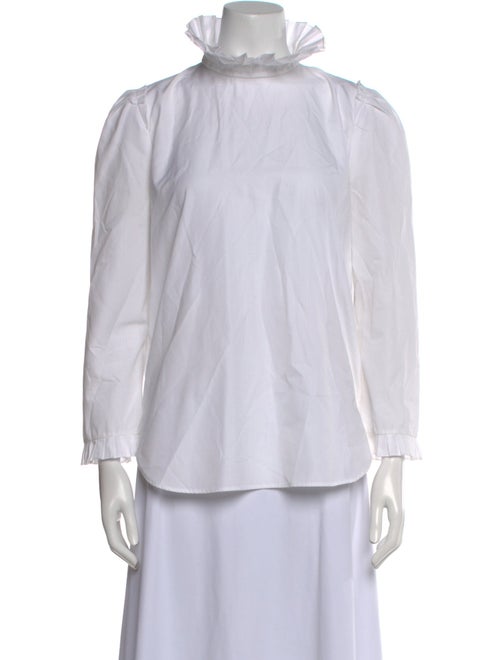 Sandro Mock Neck Three-Quarter Sleeve Button-Up Top