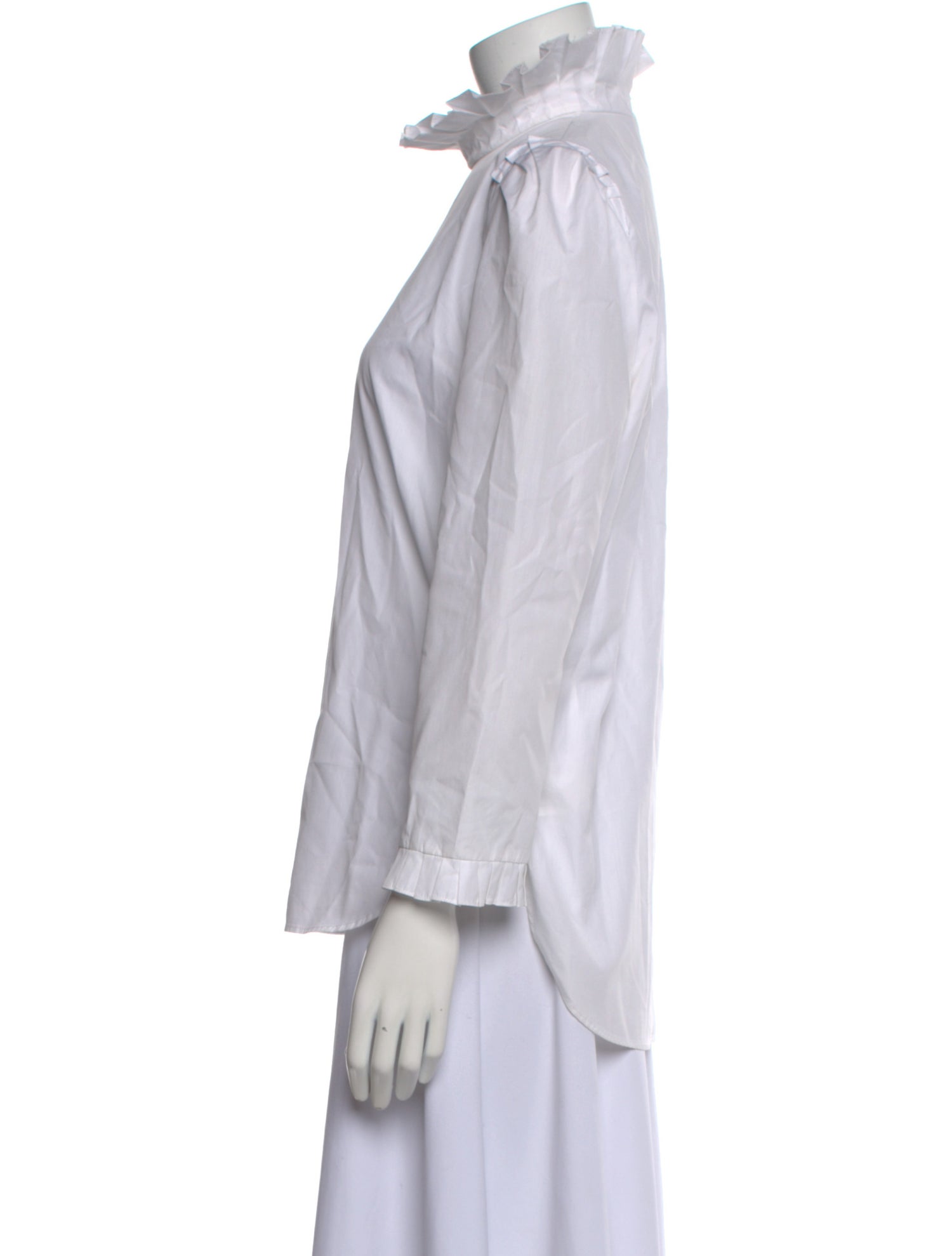 Sandro Mock Neck Three-Quarter Sleeve Button-Up Top