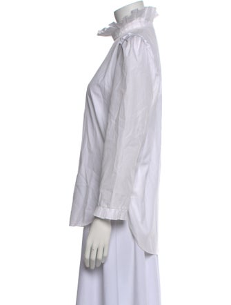 Sandro Mock Neck Three-Quarter Sleeve Button-Up Top