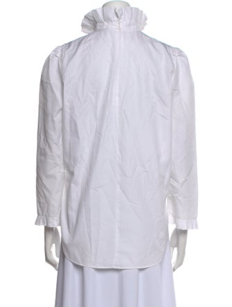 Sandro Mock Neck Three-Quarter Sleeve Button-Up Top