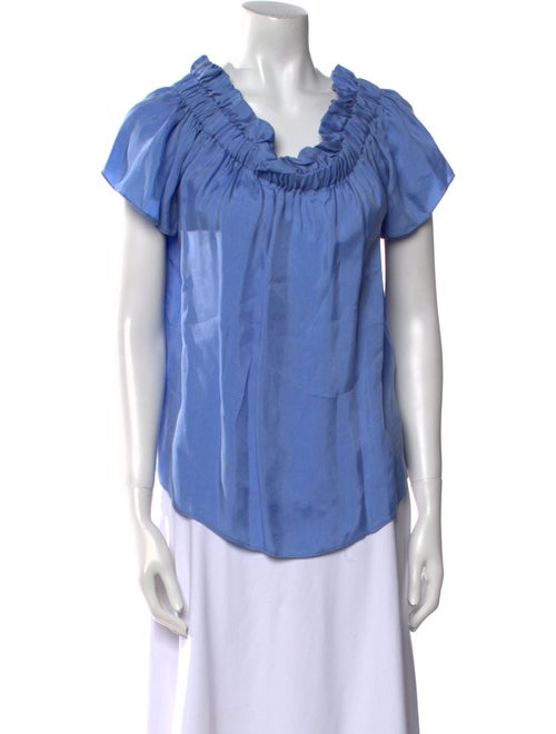 Sandro Cowl Neck Short Sleeve Blouse