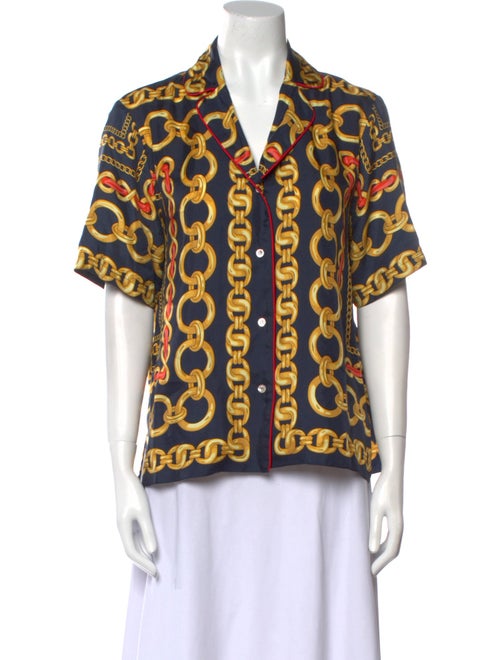 Sandro Silk Printed Button-Up Top