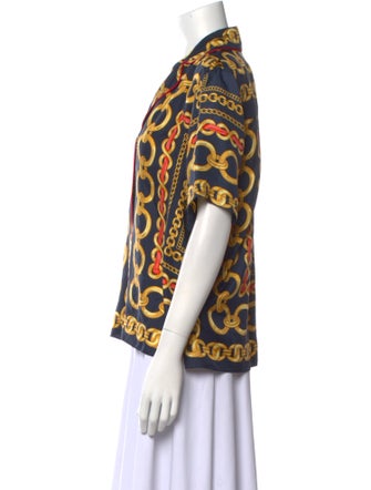 Sandro Silk Printed Button-Up Top