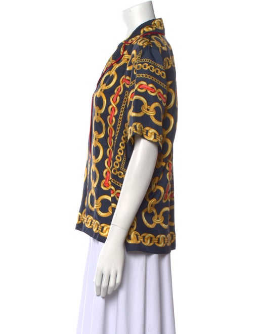 Sandro Silk Printed Button-Up Top