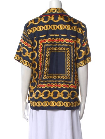 Sandro Silk Printed Button-Up Top