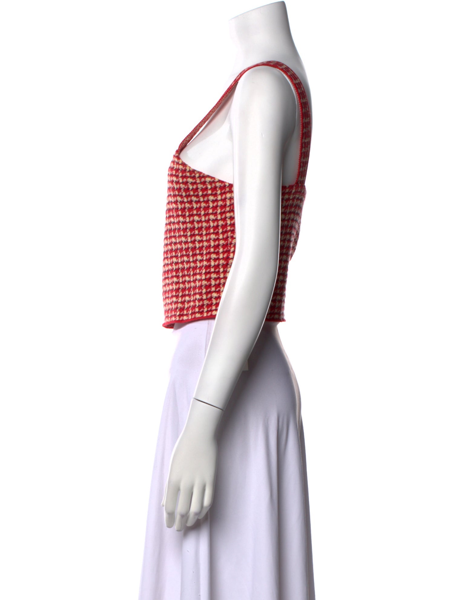 Sandro Plaid Print Square Neckline Crop Top