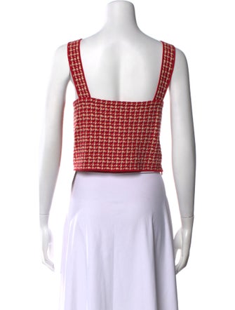 Sandro Plaid Print Square Neckline Crop Top