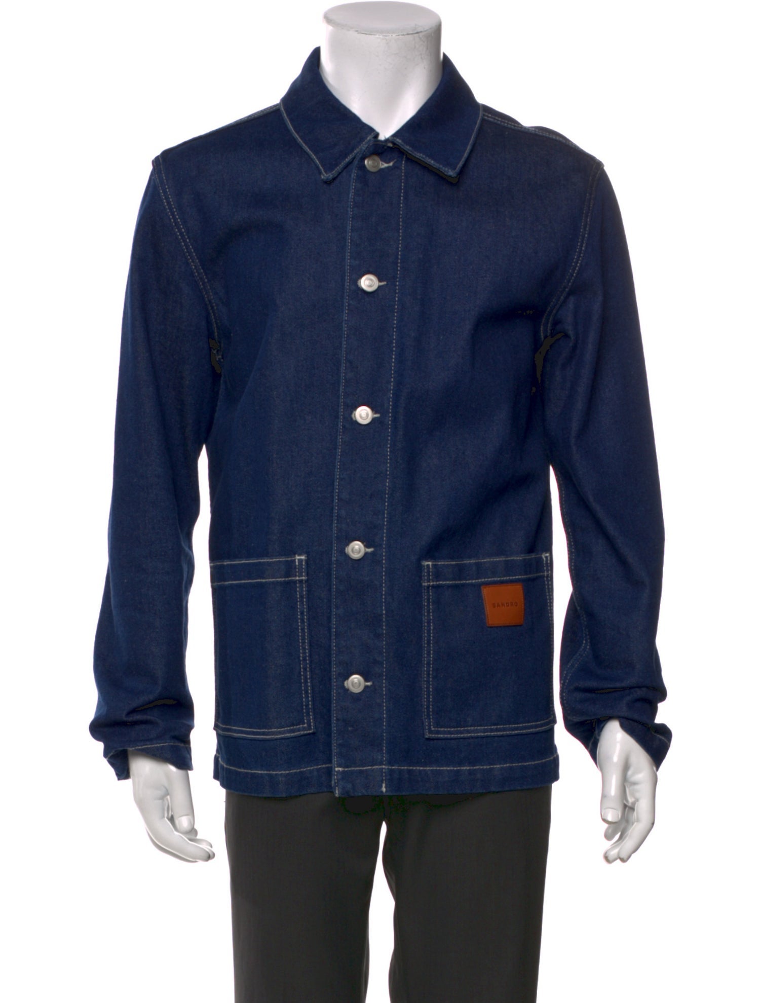 Sandro Long Sleeve Denim Shirt