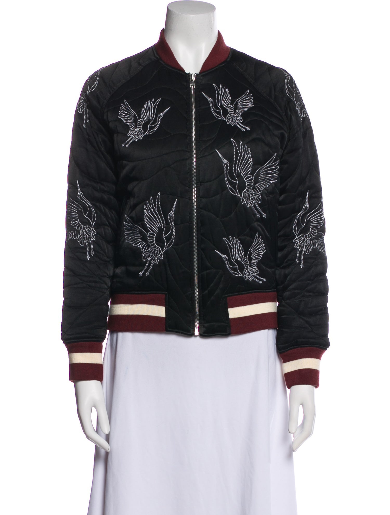 Sandro Satin Printed Bomber Jacket