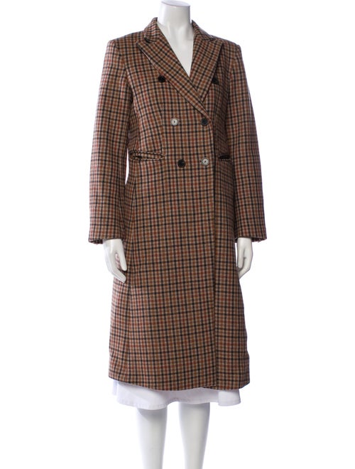 Sandro Wool Plaid Print Peacoat