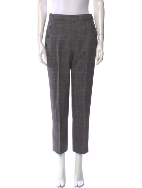 Sandro Plaid Print Straight Leg Pants