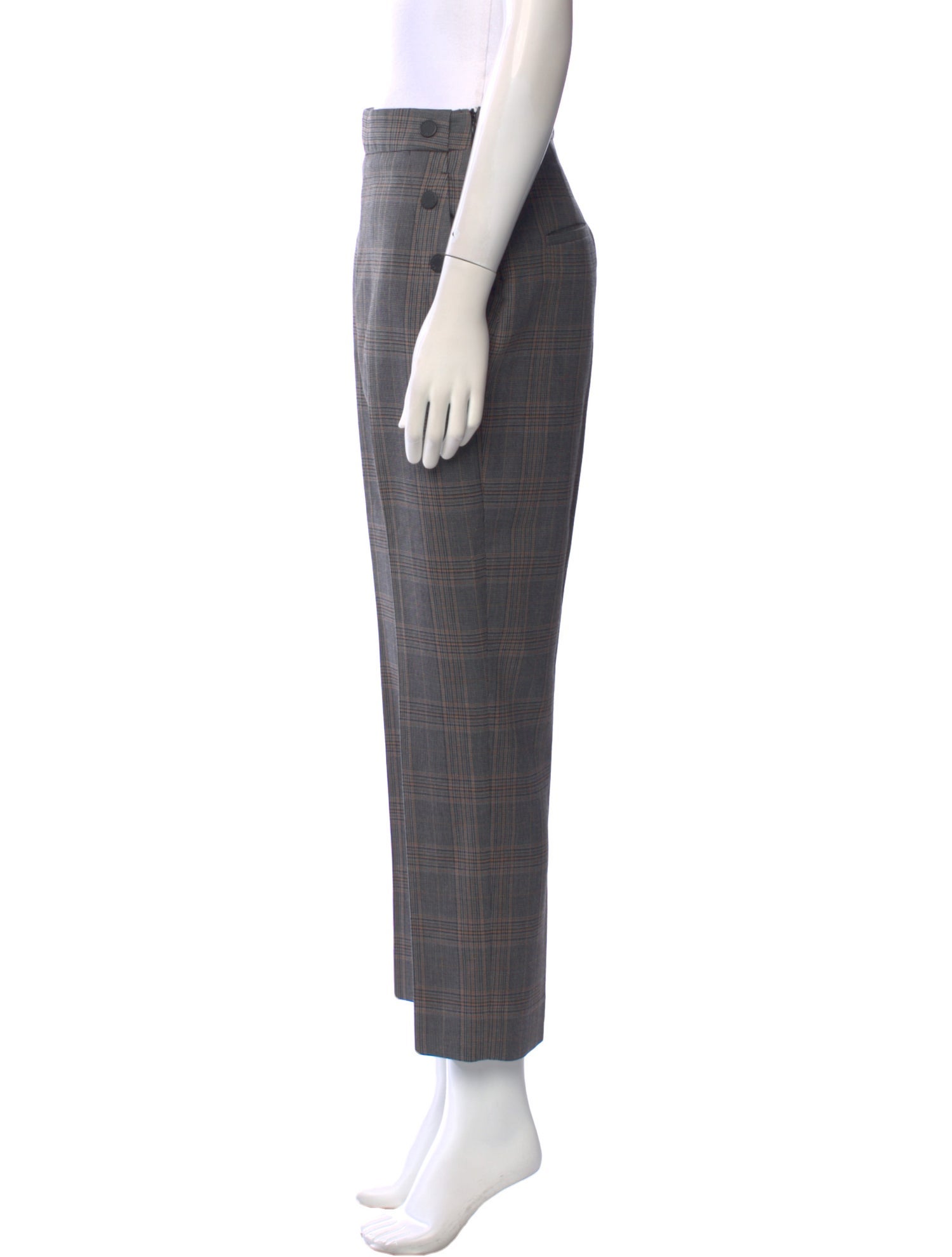 Sandro Plaid Print Straight Leg Pants
