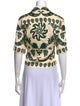 Sandro Printed Three-Quarter Sleeve Crop Top