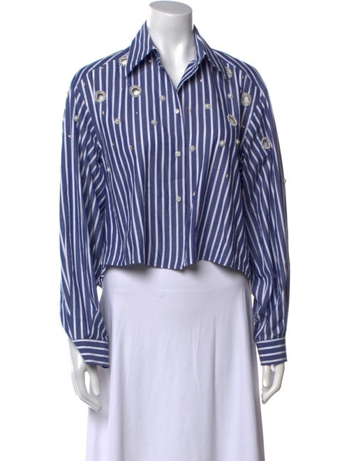 Sandro Striped Long Sleeve Crop Top