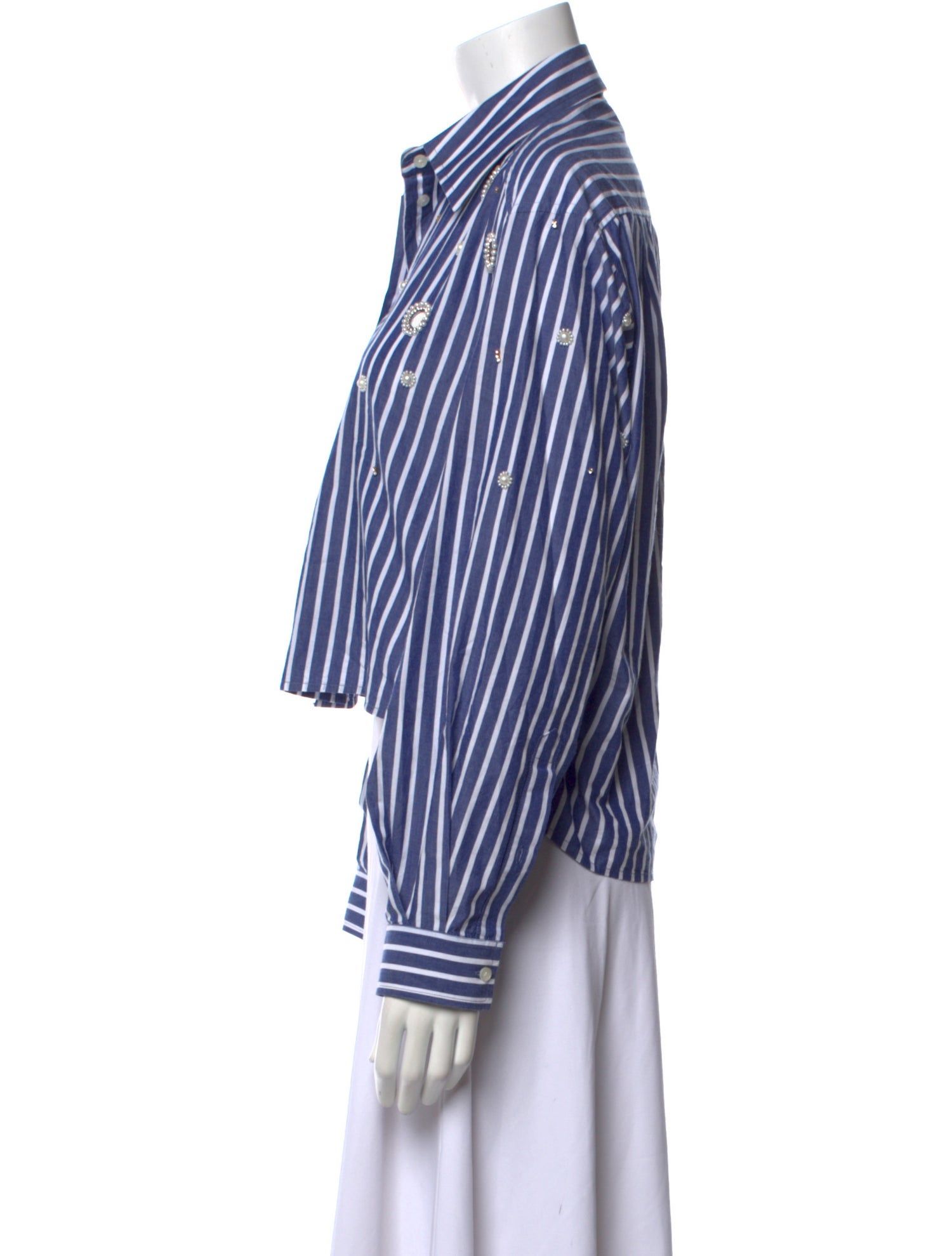 Sandro Striped Long Sleeve Crop Top