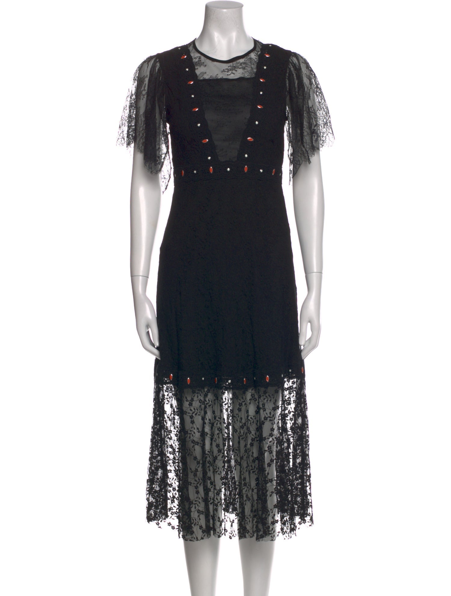 Sandro Crew Neck Midi Length Dress