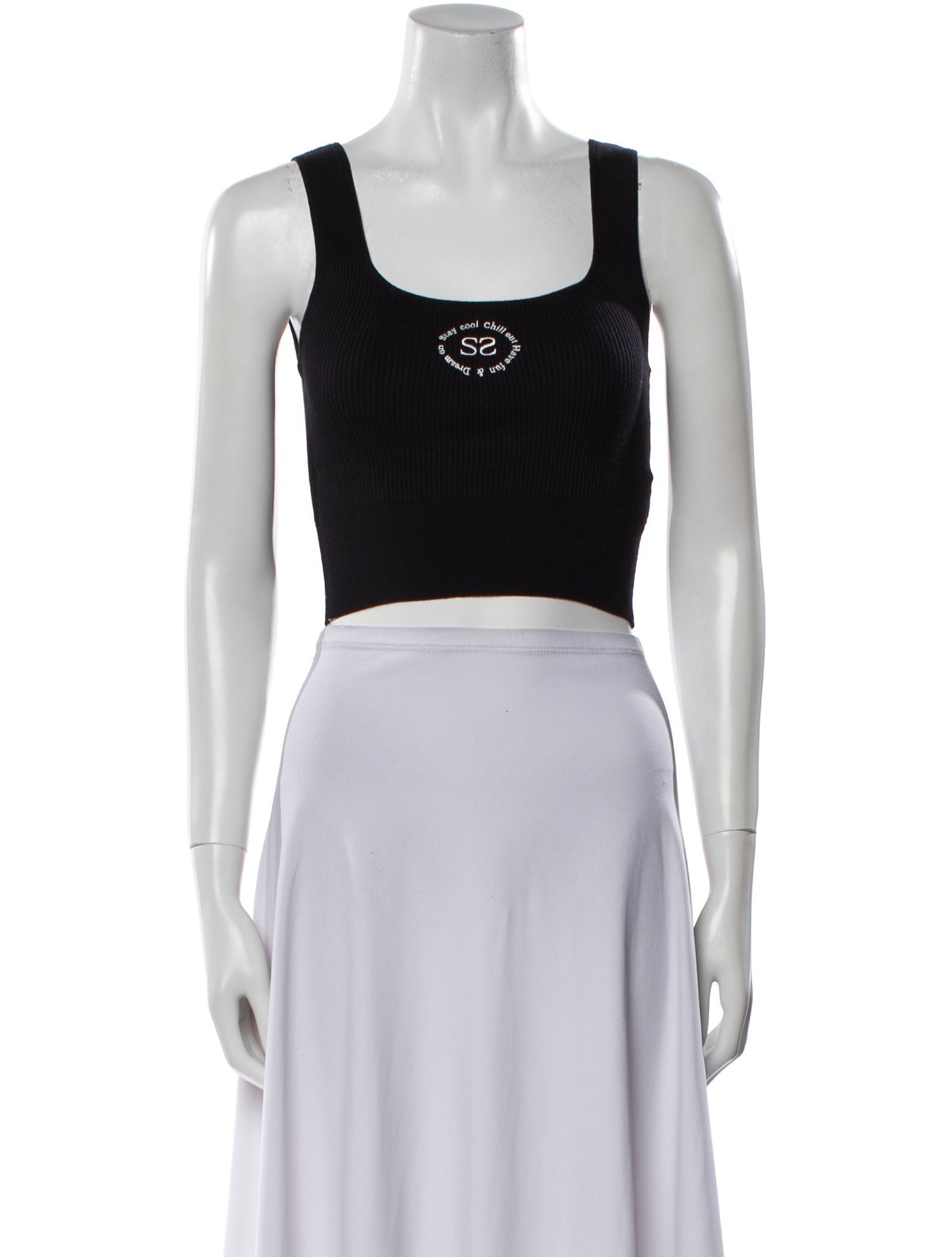 Sandro Square Neckline Sleeveless Crop Top