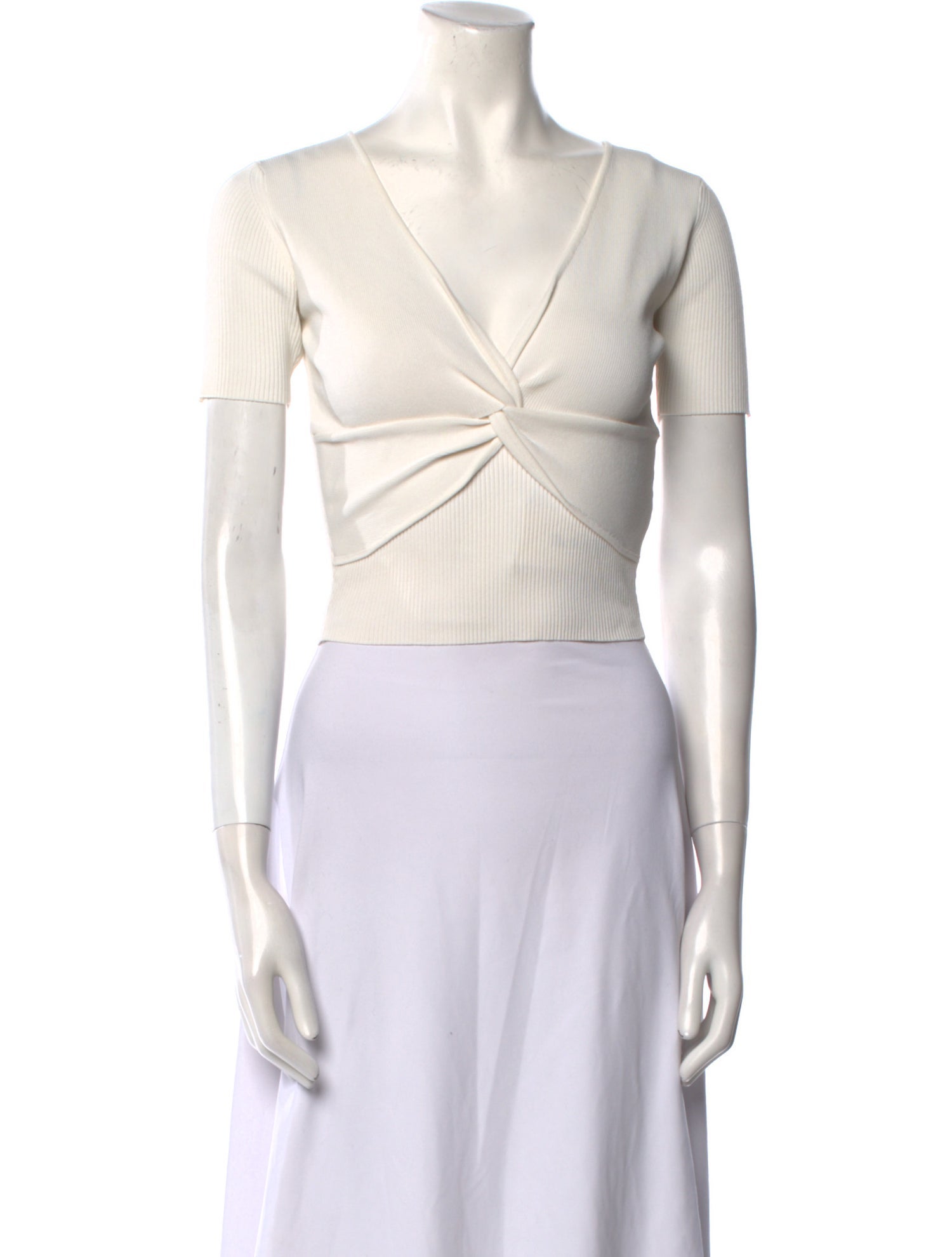 Sandro V-Neck Short Sleeve Crop Top