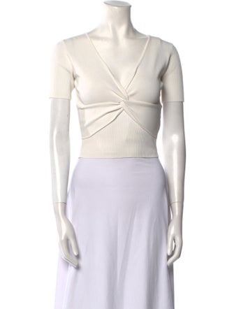 Sandro V-Neck Short Sleeve Crop Top