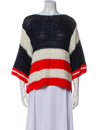 Sandro Striped Bateau Neckline Blouse