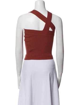 Sandro One-Shoulder Sleeveless Crop Top