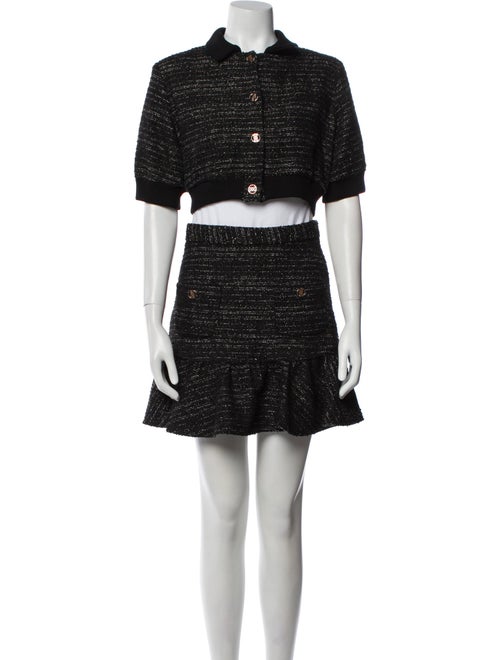 Sandro Tweed Pattern Ruffle Embellishment Skirt Set