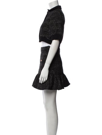 Sandro Tweed Pattern Ruffle Embellishment Skirt Set