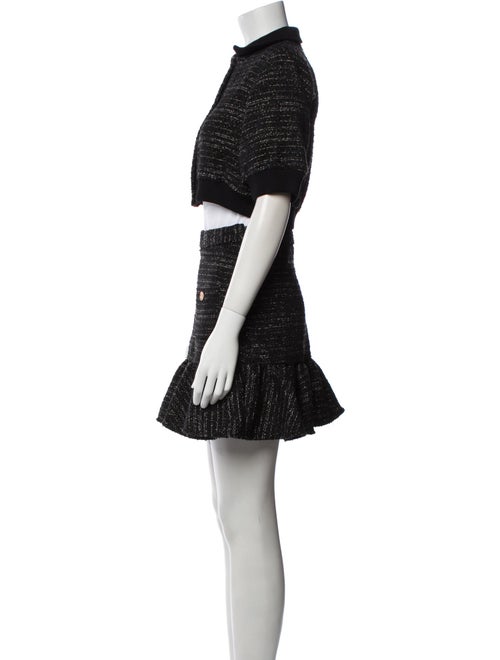 Sandro Tweed Pattern Ruffle Embellishment Skirt Set