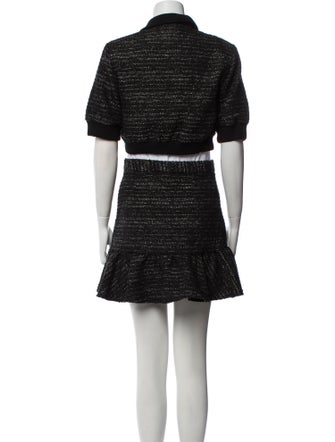 Sandro Tweed Pattern Ruffle Embellishment Skirt Set