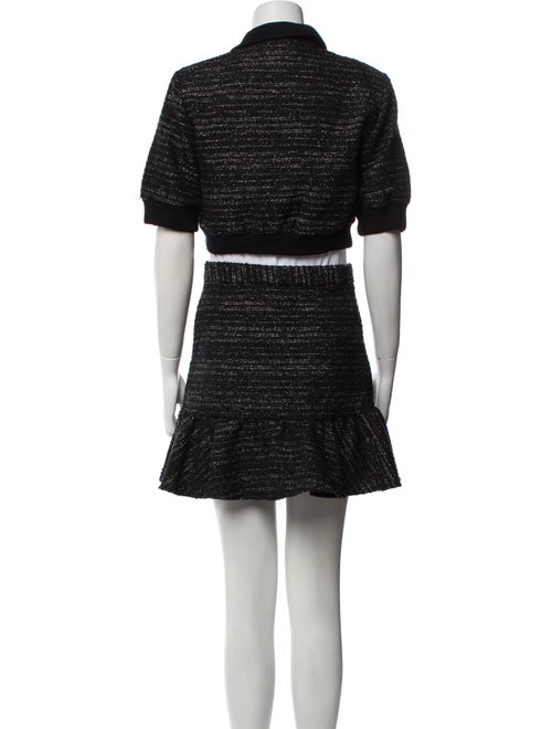 Sandro Tweed Pattern Ruffle Embellishment Skirt Set