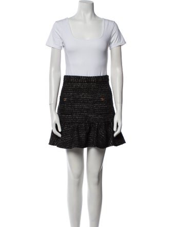 Sandro Tweed Pattern Ruffle Embellishment Skirt Set