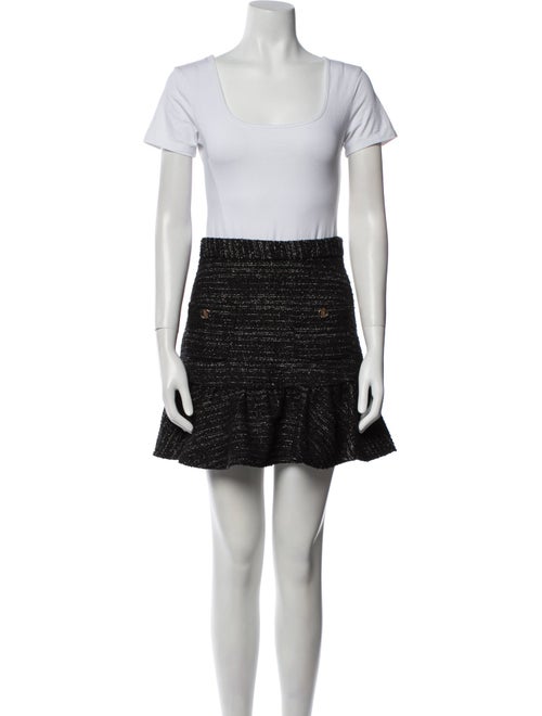 Sandro Tweed Pattern Ruffle Embellishment Skirt Set