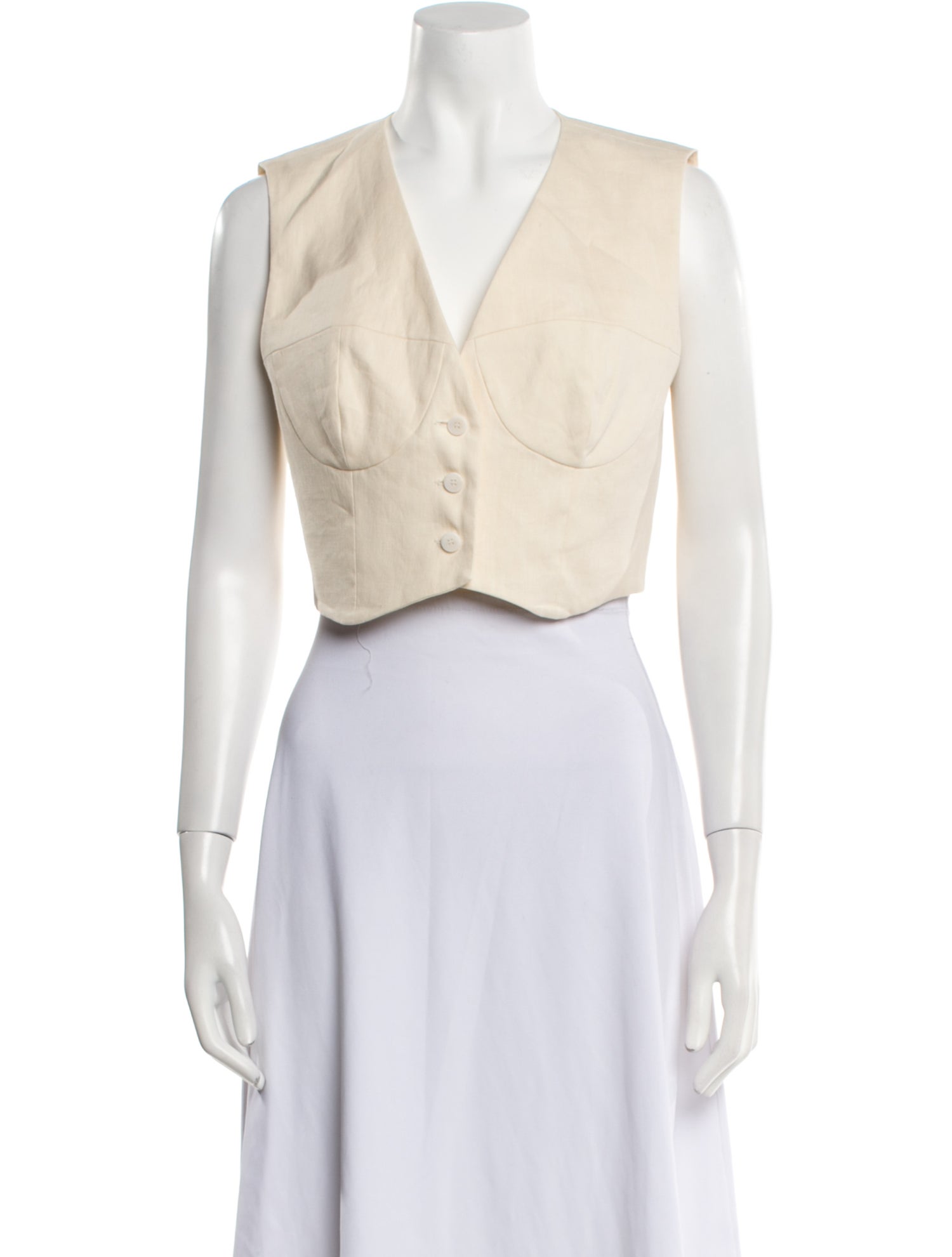 Sandro Linen V-Neck Crop Top