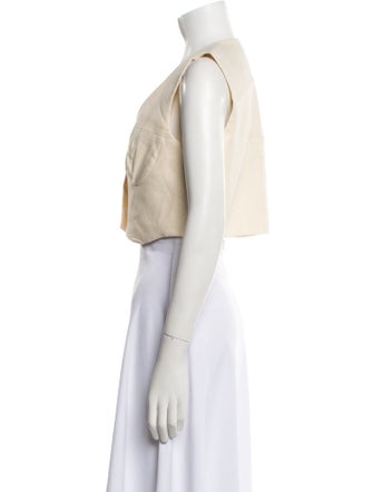 Sandro Linen V-Neck Crop Top