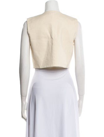 Sandro Linen V-Neck Crop Top