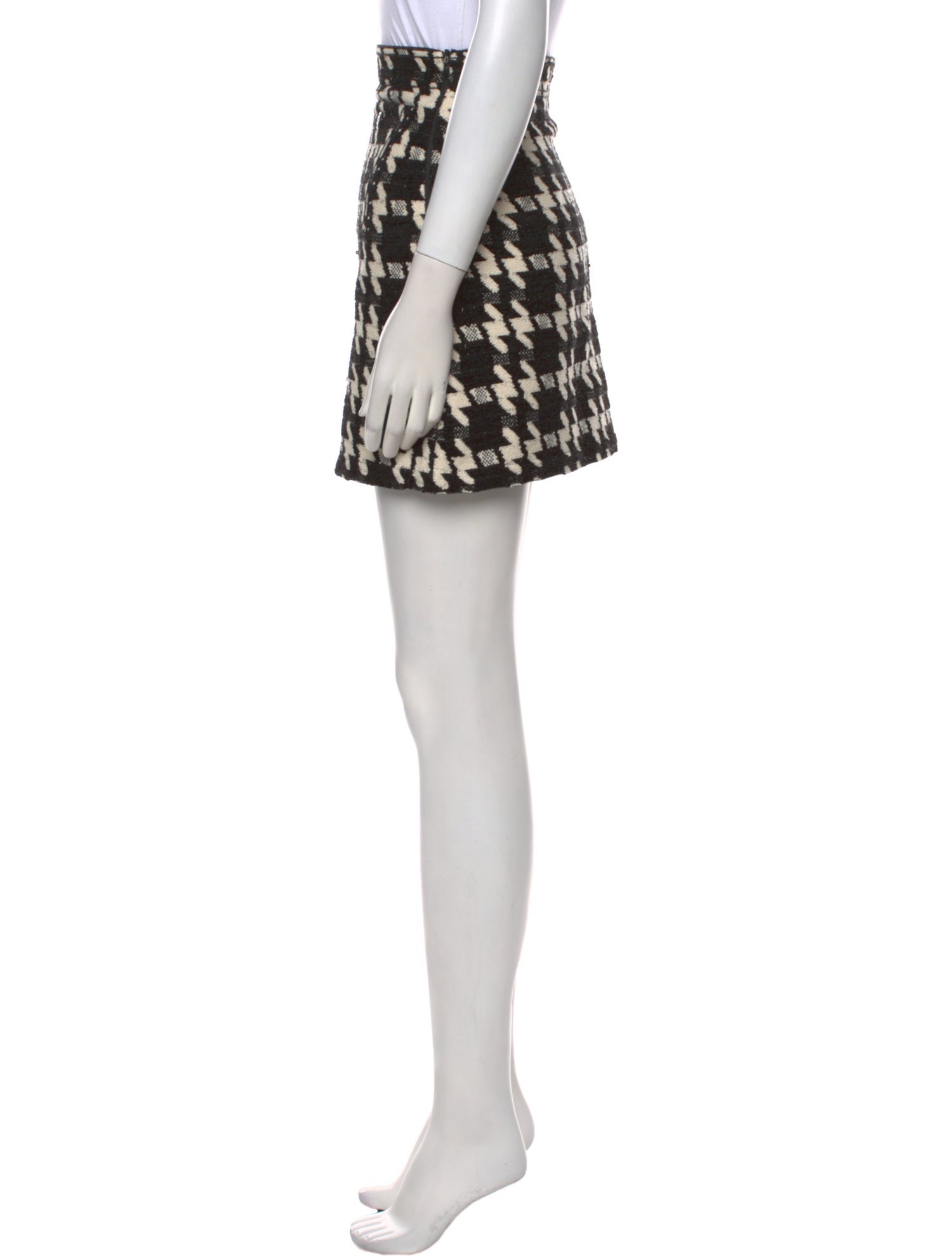 Sandro Houndstooth Print Mini Skirt