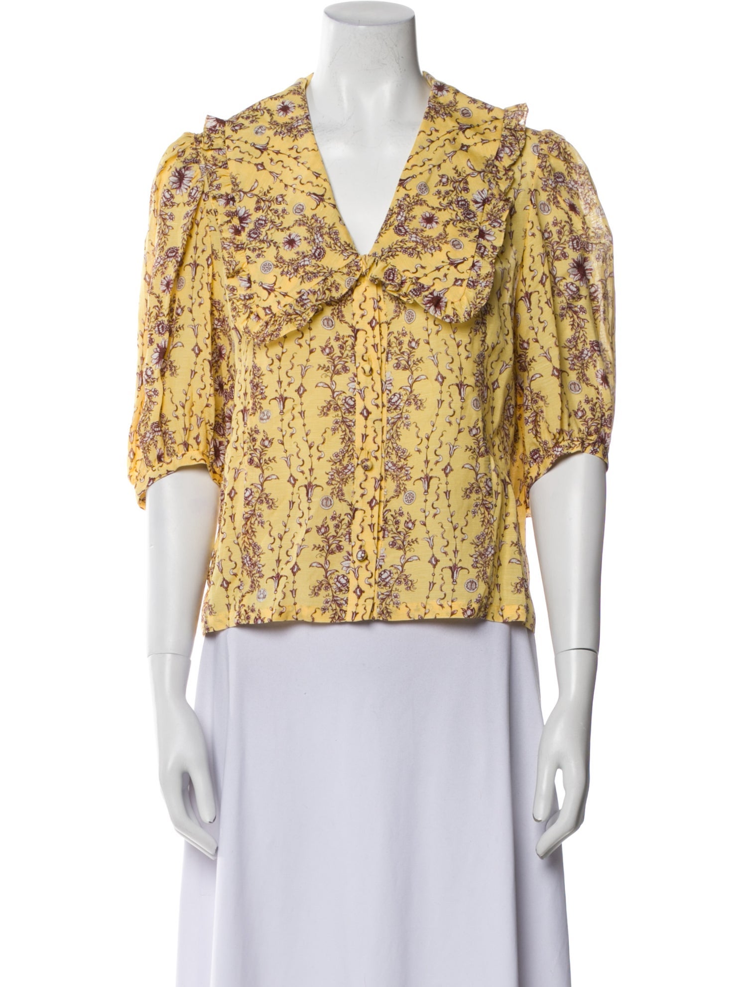 Sandro Floral Print V-Neck Blouse