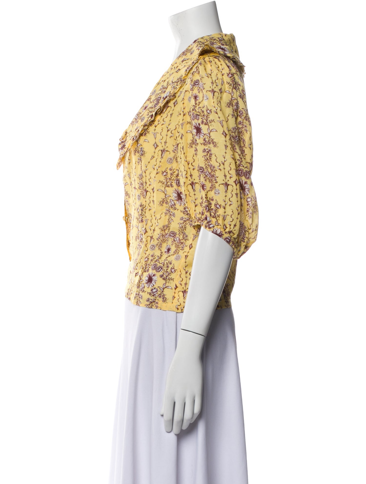 Sandro Floral Print V-Neck Blouse