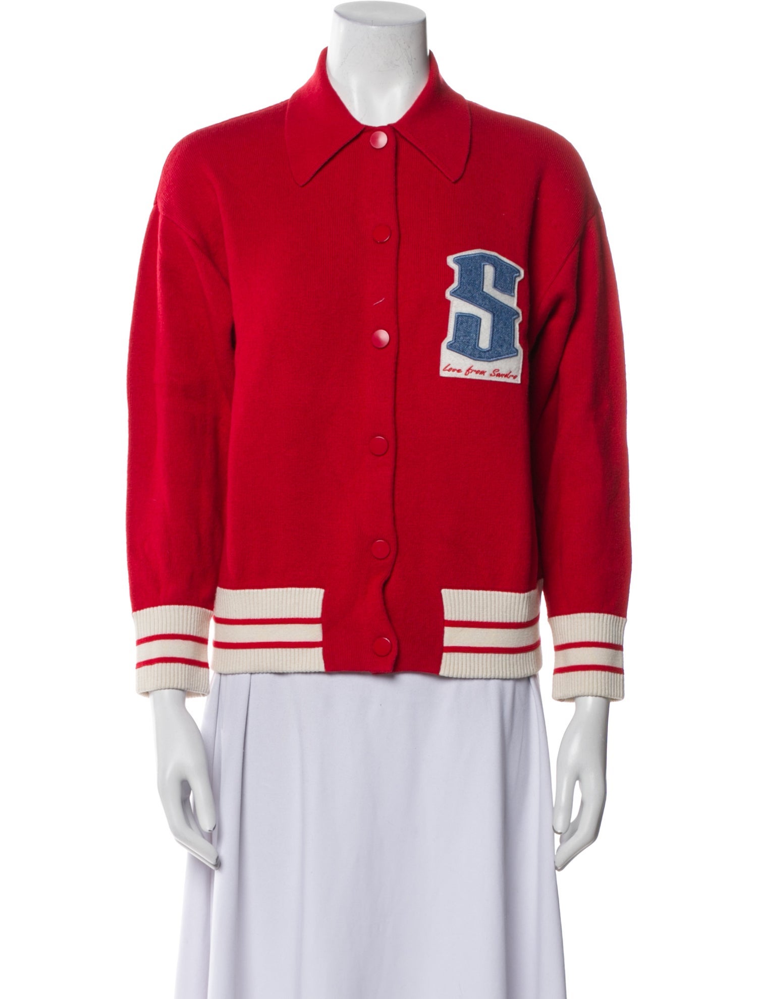 Sandro Wool Graphic Print Bomber Jacket