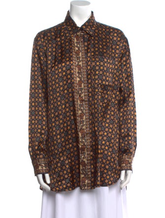 Sandro Printed Long Sleeve Button-Up Top