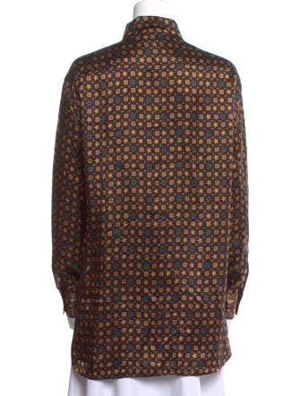 Sandro Printed Long Sleeve Button-Up Top