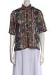 Sandro Printed Mock Neck Blouse