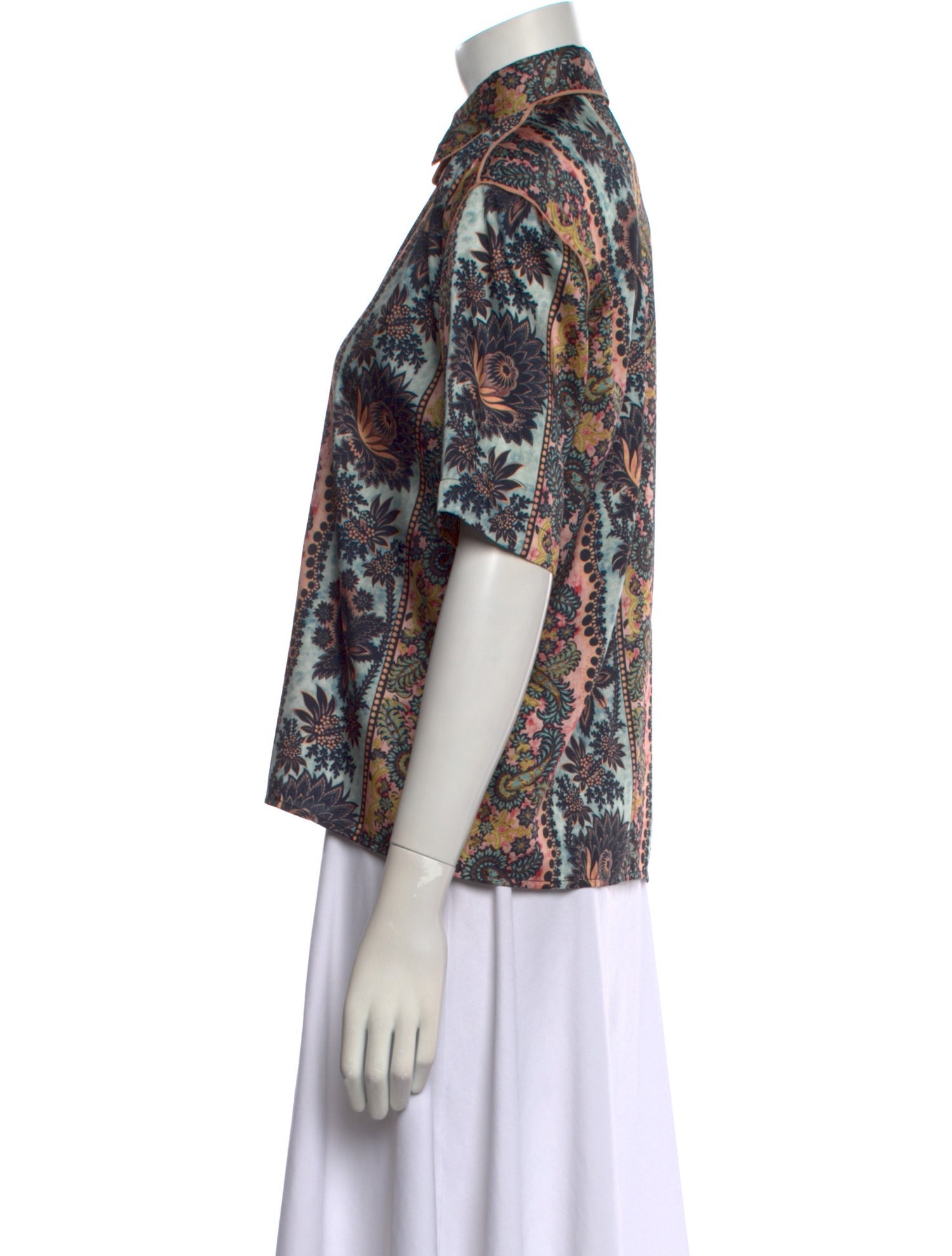 Sandro Printed Mock Neck Blouse