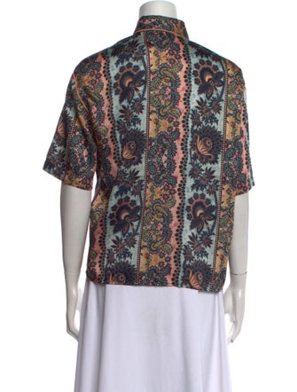 Sandro Printed Mock Neck Blouse