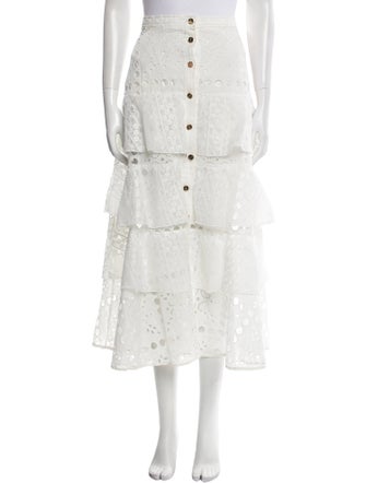 Sandro Eyelet Trim Midi Length Skirt