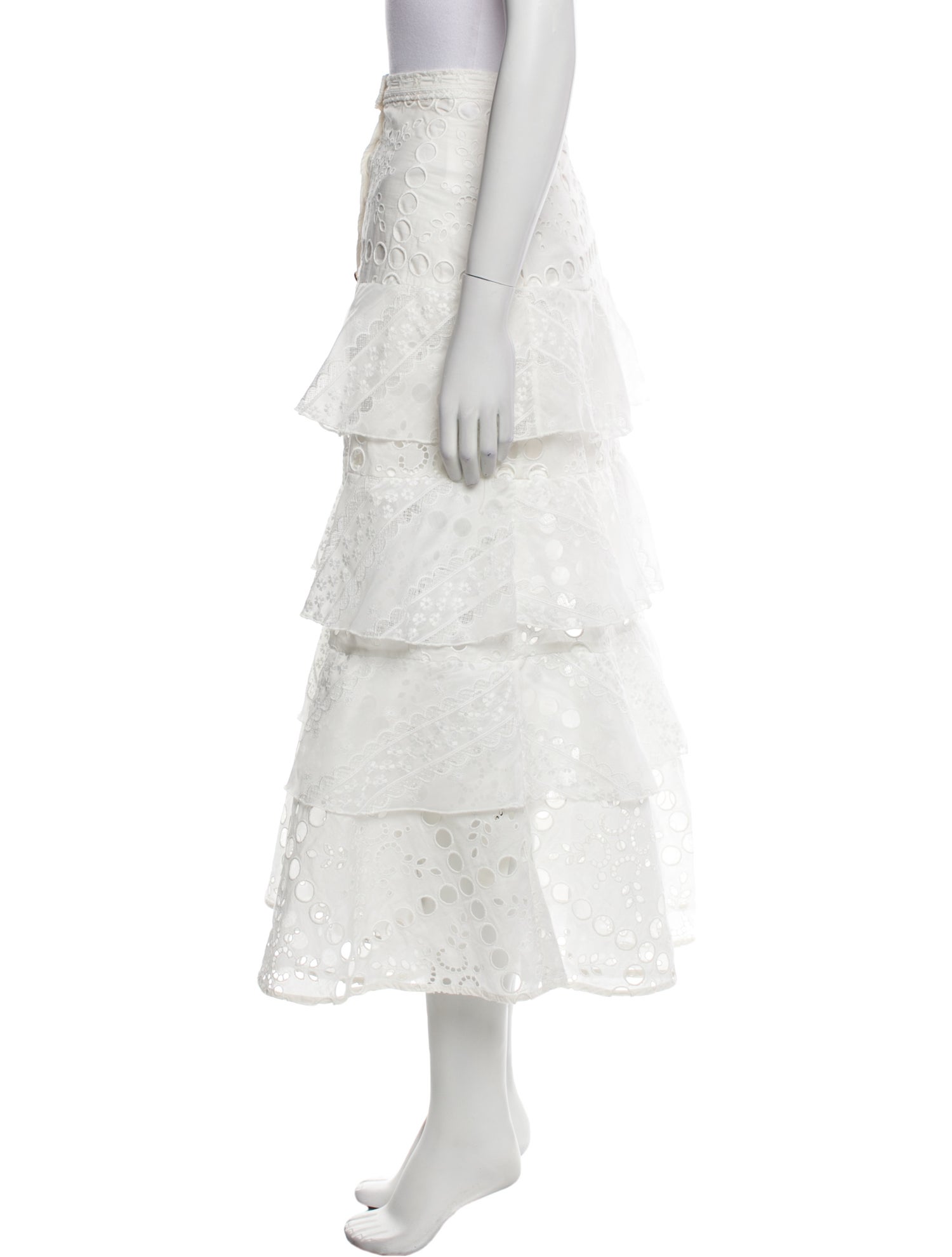 Sandro Eyelet Trim Midi Length Skirt