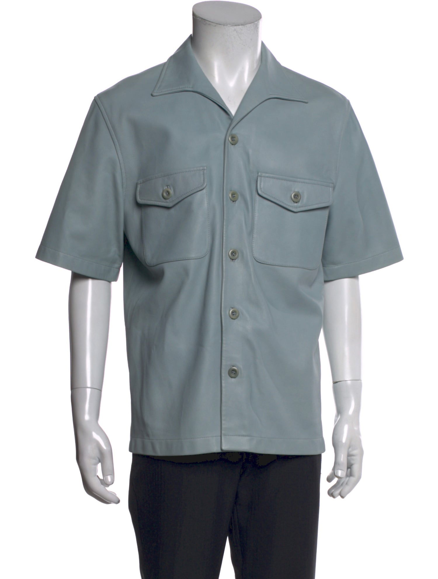 Sandro Lamb Leather Short Sleeve Shirt