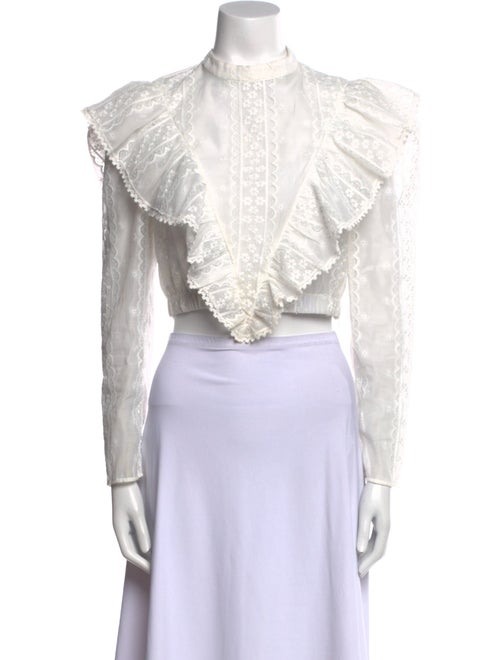 Sandro Mock Neck Short Sleeve Crop Top